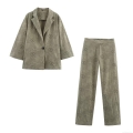 Women's Casual Set 85% Cotton Sunflower Embroidery Hollow Out Eyelet Long Sleeve Top And High Waist Wide Leg Pants Two Piece Set For Daily Vacation Olive Green Summer Clothing