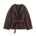 Women's Casual Linen Blend Kimono Style Top and Trousers Two-Piece Set Solid Color Long Sleeve Belted Outwear Wide Leg Pants Office Commuting Autumn Suit