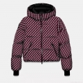 Women's Winter Ski Suit Set Geometric Print Hooded Padded Puffer Jacket and Matching Ski Pants Warm Windproof Outdoor Sportswear Two-Piece Set