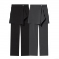 Women Fashion 3-Piece Blazer Set Asymmetric Wrap Skirt Trousers Suits Office Lady Casual Long Sleeve Solid Color Polyester Outfits Two Button Grey Black Sets