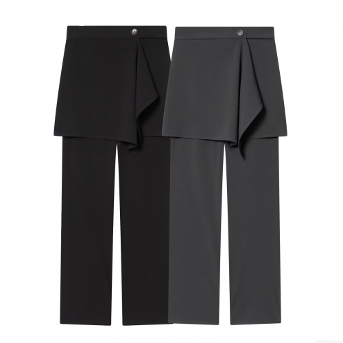 Women Fashion 3-Piece Blazer Set Asymmetric Wrap Skirt Trousers Suits Office Lady Casual Long Sleeve Solid Color Polyester Outfits Two Button Grey Black Sets