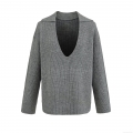 Women's Casual V-Neck Knit Sweater and Shorts 2 Piece Set Long Sleeve Ribbed Pullover and High Waist Knit Shorts Loungewear Streetwear Outfits