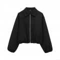 Women's Two Piece Set Solid Color Polyester Long Sleeve Zipper Jacket and High Waist Straight Leg Pants Casual Suit Streetwear Tracksuit