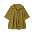 Women's Casual 2 Piece Lounge Set Solid Color Short Sleeve V Neck Lapel Shirt and Elastic High Waist Wide Leg Pants Polyester Loose Outfit for Women
