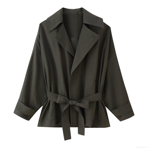 Women Autumn Fashion Two Piece Set Belted Lapel Jacket and High Waist Pleated Wide Leg Trousers Polyester Elegant Pants Suit for Women Office Streetwear