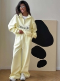 Women's Casual Two Piece Sweatshirt Set Half Zip Letter Print Long Sleeve Pullover And Straight Leg Pants Sportswear Cotton Blend Tracksuit Autumn Winter Streetwear