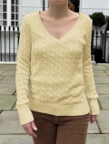 Women's V-Neck Cable Knit Sweater Viscose Blend Soft Long Sleeve Pullover Loose Fit Casual Daily Autumn Winter Street Style Top