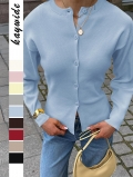 Women's Casual Ribbed Knit Cardigan Button Down Slim Fit Round Neck Long Sleeve Sweater Top Made Of Viscose Polyester Polyamide Blend