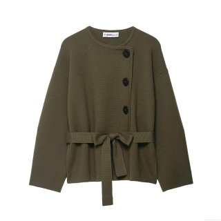 Women's Knit Cardigan Sweater With Belt Round Neck Long Sleeve Button Up Casual Loose Fall Winter Soft Knitted Outerwear Jacket For Lady