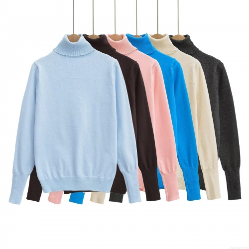 Women's Turtleneck Knit Sweater Long Sleeve Ribbed Pullover Minimalist Slim Fit Solid Color Polyester Jumper For Autumn Winter Casual Daily Fashion