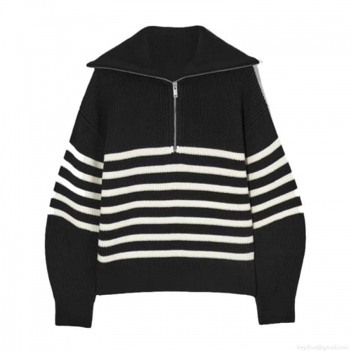 Women's Casual Cotton Blend Half Zip Knit Sweater Loose Striped Solid Pullover Jumper For Daily Commute Minimalist Long Sleeve Thick Knit Top Women's Casual Cotton Blend Half Zip Knit Sweater Loose Striped Solid Pullover Jumper For Daily Commute Minimalist Long Sleeve Thick Knit Top