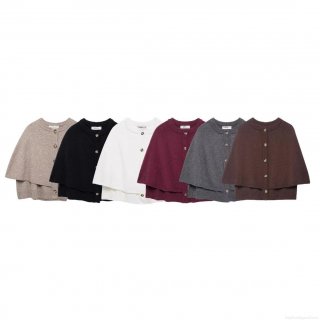 Women's Knitted Poncho Cardigan 100% Polyester Single Breasted Cape Sweater Round Neck Long Sleeve Loose Fit Casual Autumn Winter Outerwear