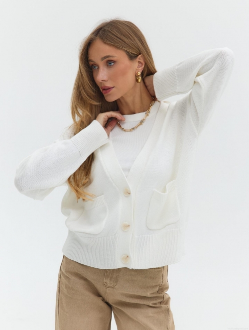Women's V-Neck Knitted Cardigan Sweater Wool Blend Single Breasted Long Sleeve Solid Color Outerwear With Pockets For Spring Autumn Women Fashion Knitwear