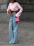 Women Sexy Crop Knit Sweater Cotton Viscose Blend Round Neck Long Sleeve Pullover Autumn Fashion Streetwear Slim Fit Knitwear Top For Women