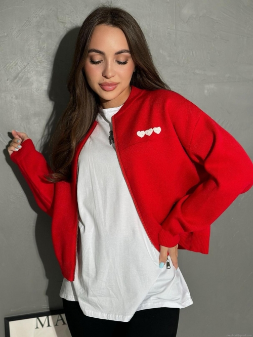 Women's Heart Embroidery Zip Up Knit Cardigan French Style Slim Fit Long Sleeve Sweater Jacket Autumn Casual Knitted Top Women's Heart Embroidery Zip Up Knit Cardigan French Style Slim Fit Long Sleeve Sweater Jacket Autumn Casual Knitted Top