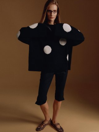 Women's Oversized Polka Dot Knitted Sweater Acrylic Cotton Blend Round Neck Long Sleeve Pullover Soft Warm Jumper Retro Streetwear Autumn Winter Casual Knitwear Top
