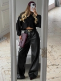 Women's V-Neck Knitted Cardigan Sweater Acrylic Blend Button Down Long Sleeve Short Top Casual Streetwear Spring Autumn Outerwear