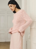 Women's Sequin Knit Sweater Loose Pullover Long Sleeve Round Neck Shiny Jumper For Party Casual Street Style Pink Black Soft Sequin Decoration Top