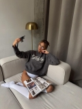 Women's Knit Pullover Sweater 80% Cotton 20% Polyester Lucky Letter Jacquard Round Neck Long Sleeve Lazy Oversized Jumper For Autumn Winter Streetwear