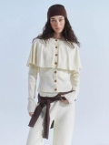 Women's Small Crowd Lazy Style Knitted Sweater Core Spun Yarn Capelet Design Button Soft Warm Loose Fit Pullover For Autumn Winter Casual Daily Wear