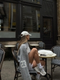 Women's Oversize Knitted Sweater Cotton Blend Letter Jacquard Pullover Long Sleeve Crew Neck Casual Streetwear Autumn Winter Loose Knit Jumper