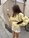 Women's Retro Letter Knit Sweater Loose Long Sleeve Round Neck Cotton Polyester Blend Pullover Casual Autumn Winter Lazy Style Tops