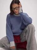 Women's Casual Loose Geometric Argyle Knit Sweater Pullover Round Neck Long Sleeve Soft Warm Cotton Blend Jumper Top For Autumn Winter