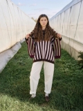 Women's Vintage Striped Knit Sweater Cotton Blend Half Button Pullover Long Sleeve Loose Fit Casual Jumper For Autumn Winter Outdoor Daily Wear Retro Chic Knitwear