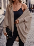 Women Oversized Knitted Cardigan Batwing Sleeve Open Front Ribbed Knit Sweater Coat Casual Solid Color Long Sleeve Loose Outerwear For Autumn Winter