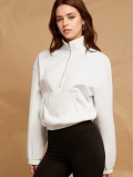Women's Casual Half Zip Sweatshirt Oversized Pullover With Kangaroo Pocket Fleece Lined Stand Collar Solid Color Long Sleeve Sweatshirt For Women