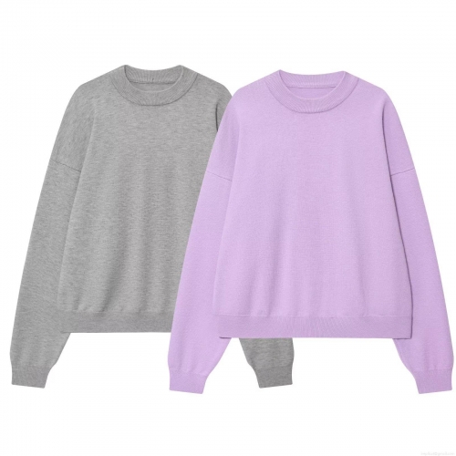 Women's Casual Round Neck Long Sleeve Knit Sweatshirt Loose Fit Solid Color Drop Shoulder Pullover Top Streetwear Autumn Winter Clothing Lavender Purple Grey Women's Casual Round Neck Long Sleeve Knit Sweatshirt Loose Fit Solid Color Drop Shoulder Pullover Top Streetwear Autumn Winter Clothing Lavender Purple Grey