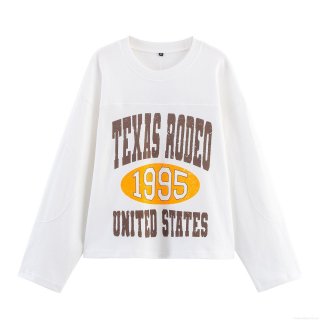 Women's American Vintage Texas Rodeo 1995 Print Sweatshirt Cotton Blend Long Sleeve Crewneck Pullover Casual Streetwear Comfortable Loose Top Women's American Vintage Texas Rodeo 1995 Print Sweatshirt Cotton Blend Long Sleeve Crewneck Pullover Casual Streetwear Comfortable Loose Top