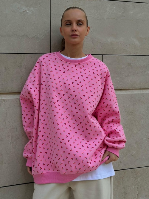 Women's Cherry Print Sweatshirt Cotton Blend Loose Fit Crew Neck Long Sleeve Pullover Casual Streetwear Autumn Winter Fashion Tops Women's Cherry Print Sweatshirt Cotton Blend Loose Fit Crew Neck Long Sleeve Pullover Casual Streetwear Autumn Winter Fashion Tops