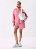 Women's 100% Cotton Half-Zipper Sweatshirt Retro Vintage Vibes Letter Embroidery Loose Long Sleeve Sporty Casual Pullover Top Jacket