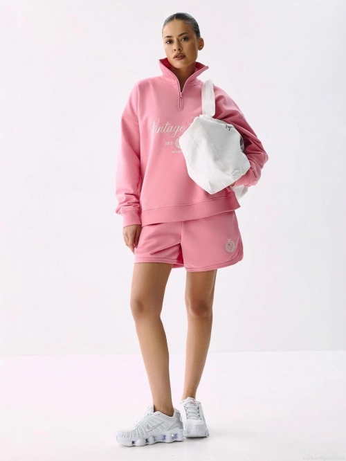 Women's 100% Cotton Half-Zipper Sweatshirt Retro Vintage Vibes Letter Embroidery Loose Long Sleeve Sporty Casual Pullover Top Jacket Women's 100% Cotton Half-Zipper Sweatshirt Retro Vintage Vibes Letter Embroidery Loose Long Sleeve Sporty Casual Pullover Top Jacket