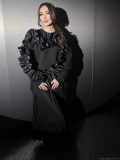 Women's Long Sleeve Round Neck Sweatshirt With Heavy 3D Ruffle Splicing Satin Pleated Detail Loose Pullover Top Casual Chic Daily Streetwear Spring Autumn Fashion
