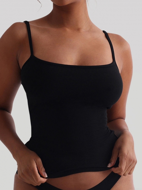Women's Ribbed Knit Tank Top Slim Fit Sleeveless Camisole Soft Viscose Elastane Cami Top For Summer Casual Sport Yoga Wear Women's Ribbed Knit Tank Top Slim Fit Sleeveless Camisole Soft Viscose Elastane Cami Top For Summer Casual Sport Yoga Wear