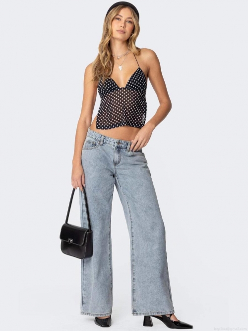 Women's Sexy Polka Dot Halter Neck Top Backless Lace-Up Chiffon Tank Top Sleeveless Irregular Crop Top For Summer Streetwear Party Women's Sexy Polka Dot Halter Neck Top Backless Lace-Up Chiffon Tank Top Sleeveless Irregular Crop Top For Summer Streetwear Party