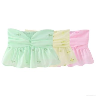 Women's Strapless Tube Top Sexy 100% Polyester Embroidered Ruffled Peplum Smocked Sleeveless Top Fresh Sweet Summer Top for Women