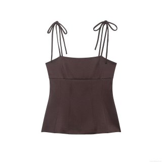 Summer Women Coffee Brown Cotton Blend Butterfly Tie Shoulder Strap Tank Top Sexy Square Neck Slim Fit Peplum Cami Top Elegant Sleeveless Streetwear Fashion Summer Women Coffee Brown Cotton Blend Butterfly Tie Shoulder Strap Tank Top Sexy Square Neck Slim Fit Peplum Cami Top Elegant Sleeveless Streetwear Fashion