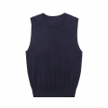 Women's Sleeveless Knit Tank Top Y2K Style Round Neck Ribbed Hem Slim Fit Polyester Summer Casual Vest Top Ladies Solid Striped Basic Top