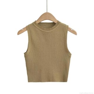 Y2K Women's Sleeveless Knit Tank Top Summer Ribbed Cropped Camisole Slim Fit Striped Solid Color Sexy Vest Top Casual Basic Streetwear Urban Fashion Outfits