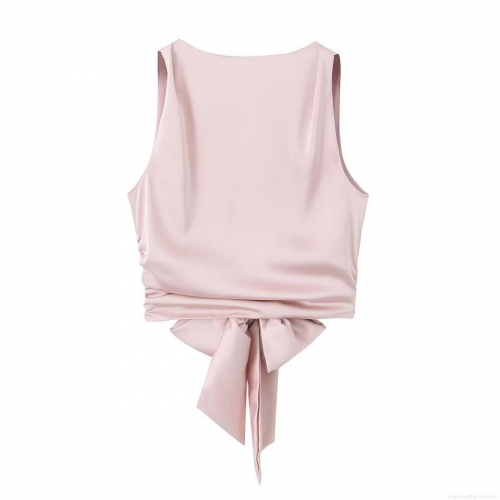 Women's Y2K Satin Backless Tank Top Sexy Bow Tie Knot Halter Camisole Elegant Summer Streetwear Party Clubwear Sleeveless Blouse Polyester Shirt Women's Y2K Satin Backless Tank Top Sexy Bow Tie Knot Halter Camisole Elegant Summer Streetwear Party Clubwear Sleeveless Blouse Polyester Shirt