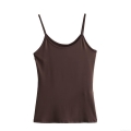 Women Sexy Slim Fit Knitted Camisole Tank Top Basic Solid Color U-Neck Thin Straps Backless Vest Top For Summer Casual Streetwear Women Clothing