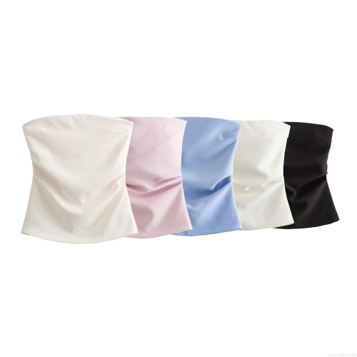 Women's Sexy Bandeau Tube Top Slim Fit Ruched Off Shoulder Strapless Crop Top Zip Back Party Clubwear Summer Fashion Tank Top Women's Sexy Bandeau Tube Top Slim Fit Ruched Off Shoulder Strapless Crop Top Zip Back Party Clubwear Summer Fashion Tank Top