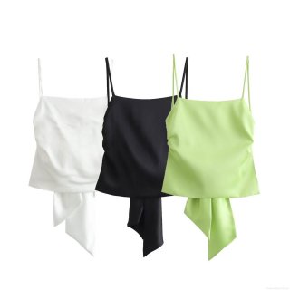 Women's Satin Camisole Top With Bow Tie Backless Sexy Slim Fit Silk Like Tank Top For Summer Dating Party Streetwear Ladies Sleeveless Blouse Women's Satin Camisole Top With Bow Tie Backless Sexy Slim Fit Silk Like Tank Top For Summer Dating Party Streetwear Ladies Sleeveless Blouse