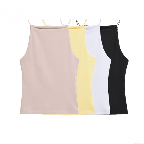 Women's Sexy Square Neck Spaghetti Strap Tank Top Solid Color Slim Fit Cotton Blend Camisole Summer Basic Undershirt For Daily Casual Beach Wear Women's Sexy Square Neck Spaghetti Strap Tank Top Solid Color Slim Fit Cotton Blend Camisole Summer Basic Undershirt For Daily Casual Beach Wear