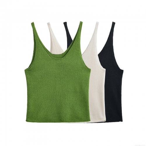 Women's Sexy V-Neck Knitted Tank Top Solid Color Slim Fit Camisole Casual Streetwear Sleeveless Polyester Top For Women Women's Sexy V-Neck Knitted Tank Top Solid Color Slim Fit Camisole Casual Streetwear Sleeveless Polyester Top For Women