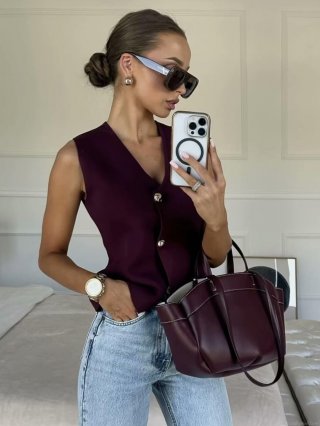 Women's V-Neck Knit Vest Sleeveless Button Down Sweater Tank Top Casual Slim Fit Fashion Streetwear Tops For Summer Spring Knitted Waistcoat