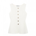 Women's Knit Sleeveless Tank Top Fashion Metal Button Slit Hem Ribbed Cami Streetwear Casual Summer Vest Tops For Women
